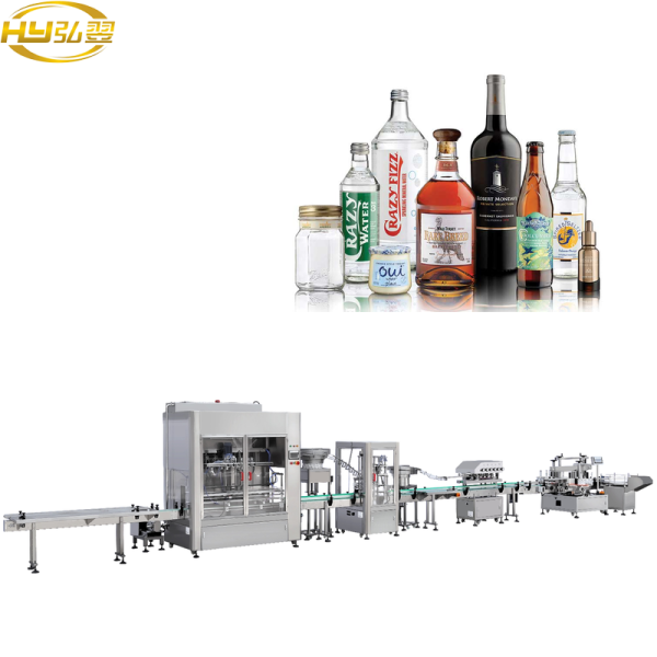 6-Head Automatic Self-Flow Filling Screw-Type Capping and Double Sides Labeling Production Line