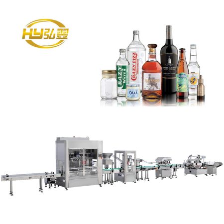 1、6-Head Automatic Self-Flow Filling Screw-Type Capping and Double Sides Labeling Production Line